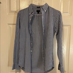 J. Crew Blue and White Casual Button Down Shirt